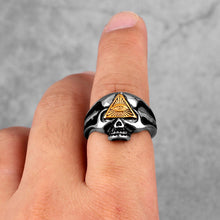 Load image into Gallery viewer, Masonic Skull Triangle Titanium Steel Ring
