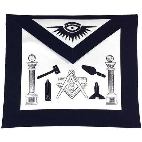 Masonic Apron - Hand Embroided Tools Navy Blue Apron | Regalia Lodge