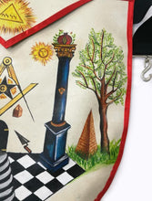 Load image into Gallery viewer, The Two Pillars of Jachin and Boaz Hand-Painted Masonic Lambskin Apron | Regalia Lodge