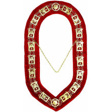 Carica l&#39;immagine nel visualizzatore di Gallery, Shriner - Masonic Chain Collar - Gold/Silver on Red | Regalia Lodge