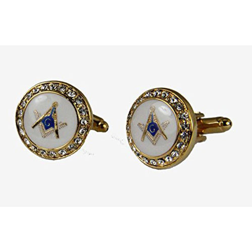 Mason Cufflinks Bling Masonic Cuff Links Freemason Set Pair Square Compass