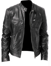 Load image into Gallery viewer, Pu Leather Collar Slim Leather Jacket