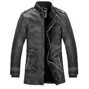 Duolino Classic Leather Jacket-Men's PU Leather Jacket-biker Lightweight Leather jacket
