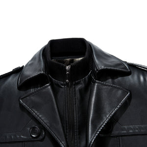 men's Leather Jacket  mid-length sheepskin suit