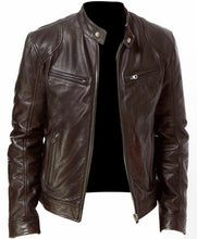 Afbeelding in Gallery-weergave laden, Pu Leather Collar Slim Leather Jacket