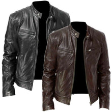 画像をギャラリービューアに読み込む, Pu Leather Collar Slim Leather Jacket