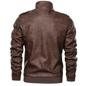 PU leather plain leather jacket hoodless