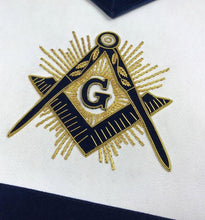 Load image into Gallery viewer, Masonic MASTER MASON Hand Embroided Apron with square compass with G Navy | Regalia Lodge