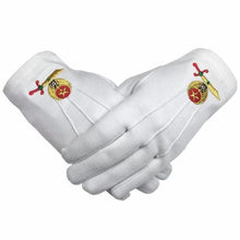Load image into Gallery viewer, High Quality Masonic Shriner Emblem White Cotton Glove Masonic Glove (2 pairs) | Regalia Lodge