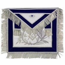 Load image into Gallery viewer, MASTER MASON Silver Embroidered Apron square compass with G Blue | Regalia Lodge
