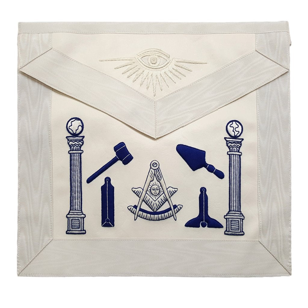 Past Master Apron - Hand Embroidered Tools White Apron | Regalia Lodge