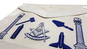 Past Master Apron - Hand Embroidered Tools White Apron | Regalia Lodge