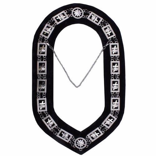 Knights Templar - Masonic Chain Collar - Gold/Silver on Black | Regalia Lodge