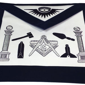 Masonic Apron - Hand Embroided Tools Navy Blue Apron | Regalia Lodge