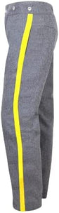 Civil War CS Grey Trouser with 2" inch Sky/Yellow/Red/Black/Navy Rank Stripe-Mens Civil War Trouser