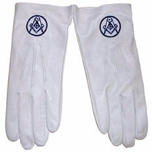 Charger l&#39;image dans la galerie, Soft Leather Masonic Gloves with Square Compass Embroidery | Regalia Lodge