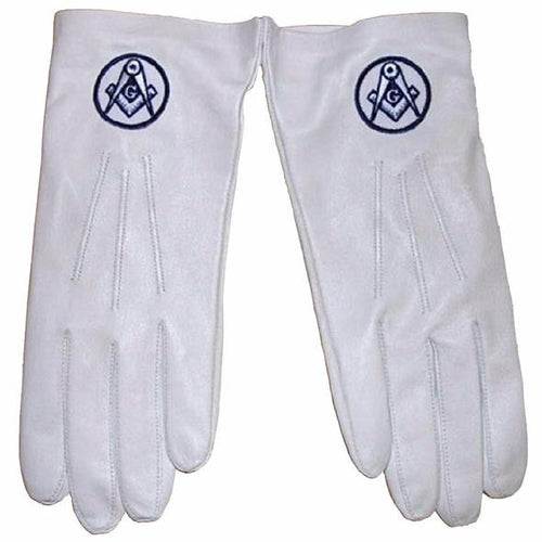 Soft Leather Masonic Gloves with Square Compass Embroidery | Regalia Lodge