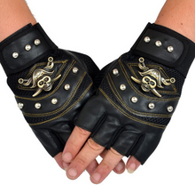 Load image into Gallery viewer, black leather fingerless gloves  -  Men&#39;s leather gloves  -Men&#39;s leather fingerless gloves - Leather Fingerless Gloves Men - Men&#39;s Luxury Fingerless Gloves 