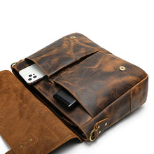 Cargar imagen en el visor de la galería, Leather Portable Mens Briefcase Satchel Official Briefcase Multifunctional Briefcase European and American retro style