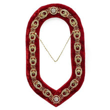 Afbeelding in Gallery-weergave laden, Shriner - Masonic Rhinestone Chain Collar - Gold/Silver on Red | Regalia Lodge
