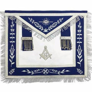 Masonic Blue Lodge G Master Mason Silver Machine Embroidery Freemasons Apron | Regalia Lodge