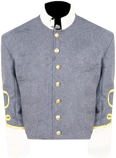 Civil War CS Officer's Grey with Off White 4 Braid Single Breast Shell Jacket