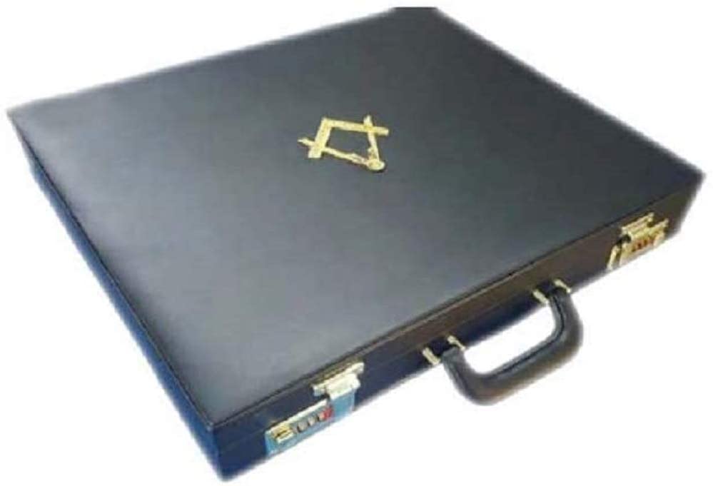 Masonic Regalia MM/WM Mason Apron Hard Case/Briefcase with Yellow Compass | Regalia Lodge