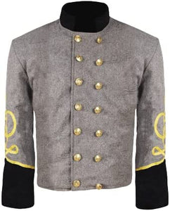 Civil War CS Officer's Grey with Black 3 Braid Double Breast Shell Jacket -"Cilil war War union Soldiers wool sack coat Navy blue US military War jackets Wool jacket Cavalry Shell Jacket Shell Jacket military Jacket Confederate jackets Confederate coat"