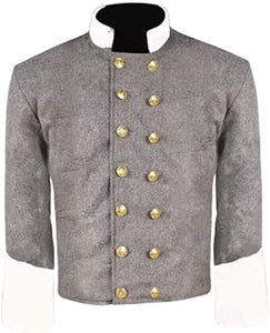 Civil War CS Officer's Grey with Off White Plain Double Breast Shell Jacket 