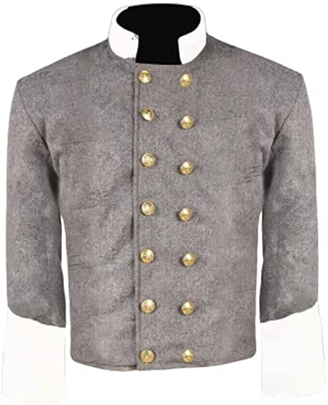 Civil War CS Officer's Grey with Off White Plain Double Breast Shell Jacket 