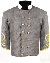 Cargar imagen en el visor de la galería, Civil War CS Officer&#39;s Grey with Off White 3 Braid Double Breast Shell Jacket