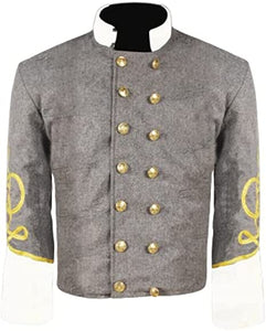 Civil War CS Officer's Grey with Off White 3 Braid Double Breast Shell Jacket