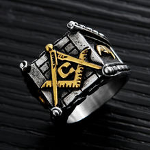 Load image into Gallery viewer, Masonic rings for men gold sun moon making Punk handmade high pf