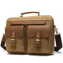 Cargar imagen en el visor de la galería, Cowhide with cloth briefcase Men&#39;s Leather business briefcase Briefcase Official Briefcase Multifunctional Briefcase