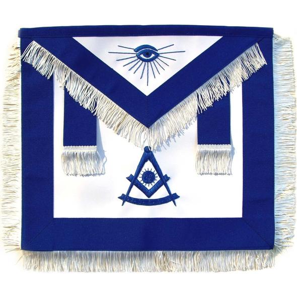 Masonic Past Master Apron Blue With White Fringe | Regalia Lodge