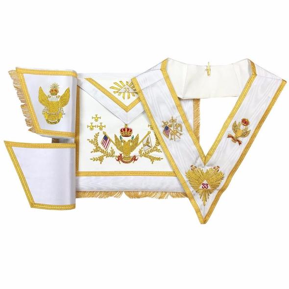 Rose Croix 33rd Degree Hand embroidered Apron Set 'WINGS UP' All Countries Flags | Regalia Lodge