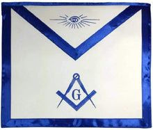 Load image into Gallery viewer, Blue Satin Master Mason Apron Square Compass &amp; G | Regalia Lodge