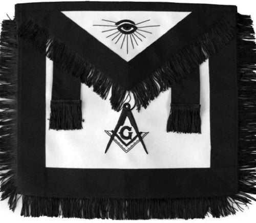 Masonic Master Mason Funeral Black With Fringe Hand Embroidered Apron | Regalia Lodge