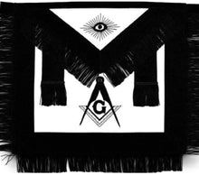Charger l&#39;image dans la galerie, Masonic Master Mason Funeral Apron Black With Fringe Hand Embroidered | Regalia Lodge