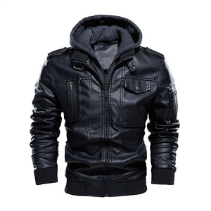Men's Washed PU Leather Casual Men's Leather Jacket-Leather jacket for mens