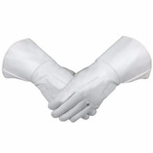 Load image into Gallery viewer, Masonic Piper Drummer Leather Gauntlets/Gloves White Soft Leather Knight Templar | Regalia Lodge