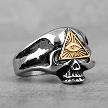 Load image into Gallery viewer, Masonic Skull Triangle Titanium Steel Ring