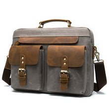 Charger l&#39;image dans la galerie, Cowhide with cloth briefcase Men&#39;s Leather business briefcase Briefcase Official Briefcase Multifunctional Briefcase