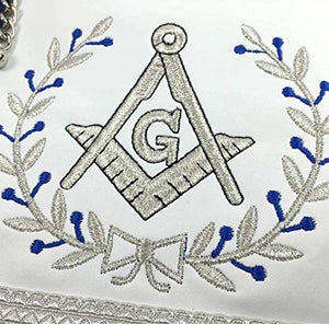 Masonic Blue Lodge Master Mason Silver Machine Embroidery Freemasons Apron | Regalia Lodge