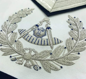Masonic Past Master Silver Hand Embroidered Freemasons Apron | Regalia Lodge