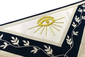 Masonic Past Master Apron Blue Hand Embroidered Silver Bullion | Regalia Lodge