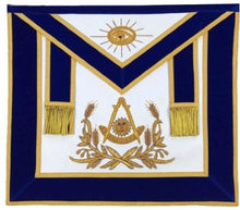 Load image into Gallery viewer, Masonic Past Master Hand Embroidered Apron Gold Embroidery Blue Velvet | Regalia Lodge
