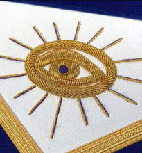 Load image into Gallery viewer, Masonic Past Master Hand Embroidered Apron Gold Embroidery Blue Velvet | Regalia Lodge