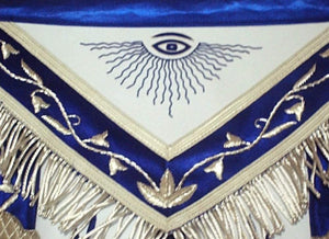 Masonic Past Master Apron Blue Silk Border Silver | Regalia Lodge