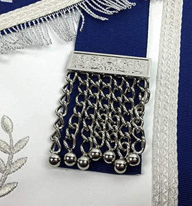 Masonic Blue Lodge Past Master Silver Machine Embroidery Freemasons Apron | Regalia Lodge